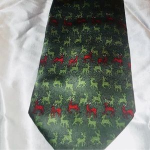 Christmas Classic  Nature Concervitory Green Red Reindeer party NeckTie